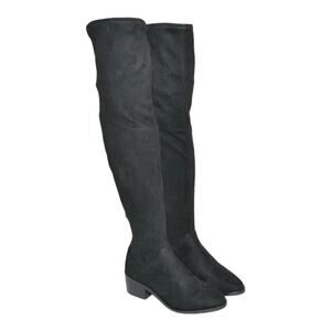 Steve Madden Garren Above Knee Boot Black Faux Suede Fabric Size  9